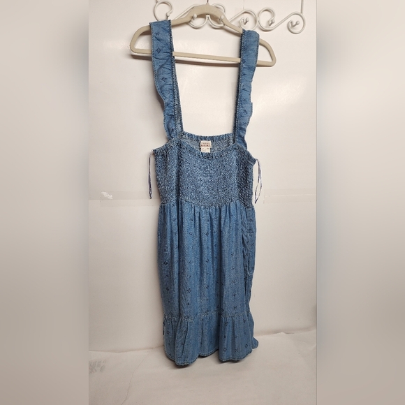Ariat Blue Ruffled Elastic Tube Top Womens Sz M Paisley Print Dress Country Girl - Picture 8 of 14